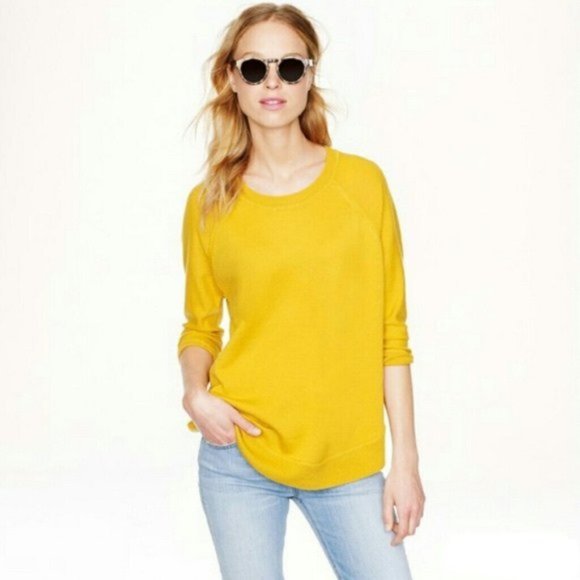 J. Crew Merino Wool Mustard Swing Sweater Oversized Size XL - Picture 1 of 12